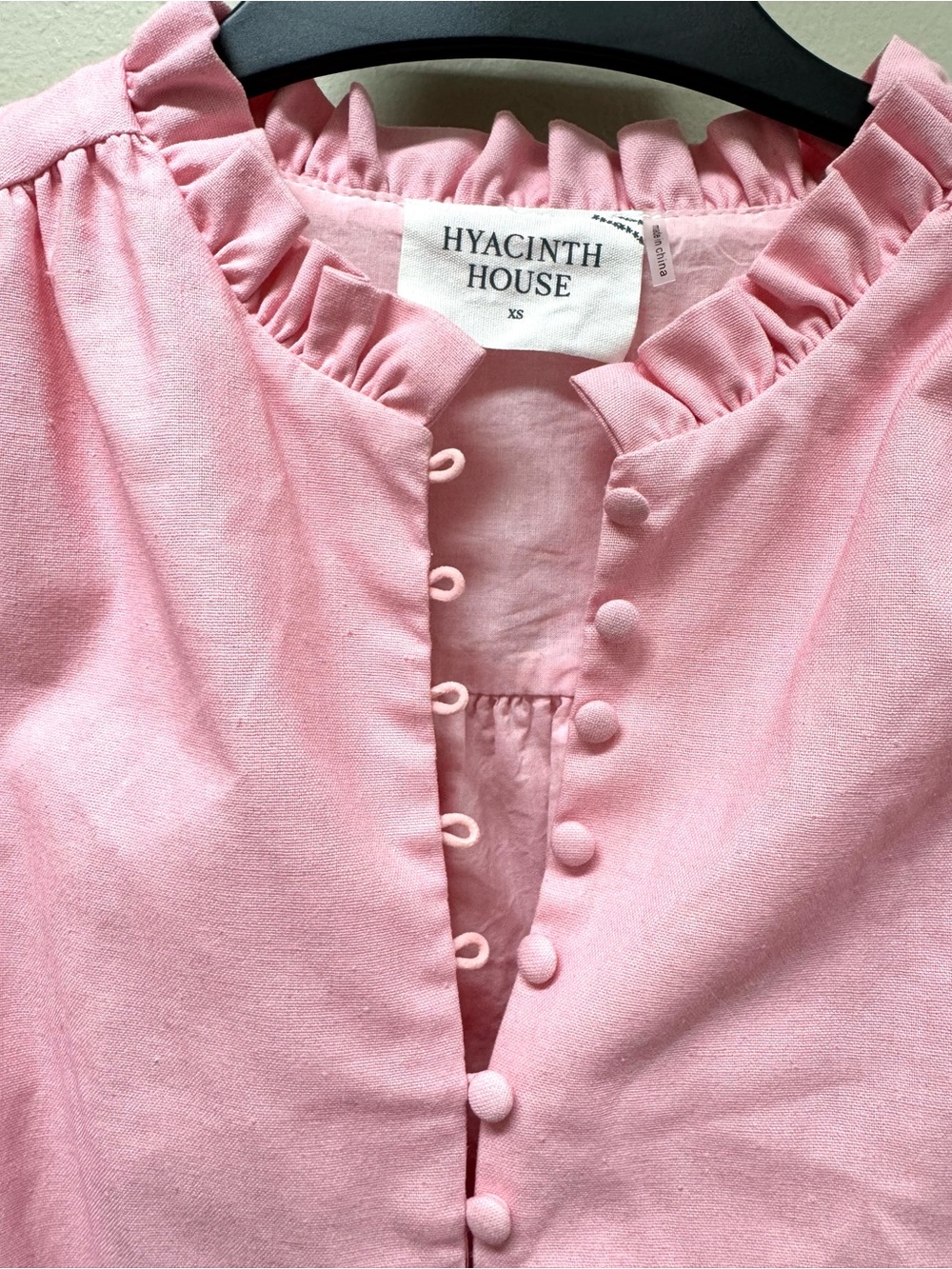 Pink Short Sleeve Shift Dress with Floral Hem - Picture 3 of 4